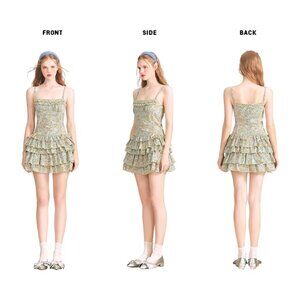 Group of Universe “Hawaii Sunset” Floral Tiered Cotton Sundress mini dress